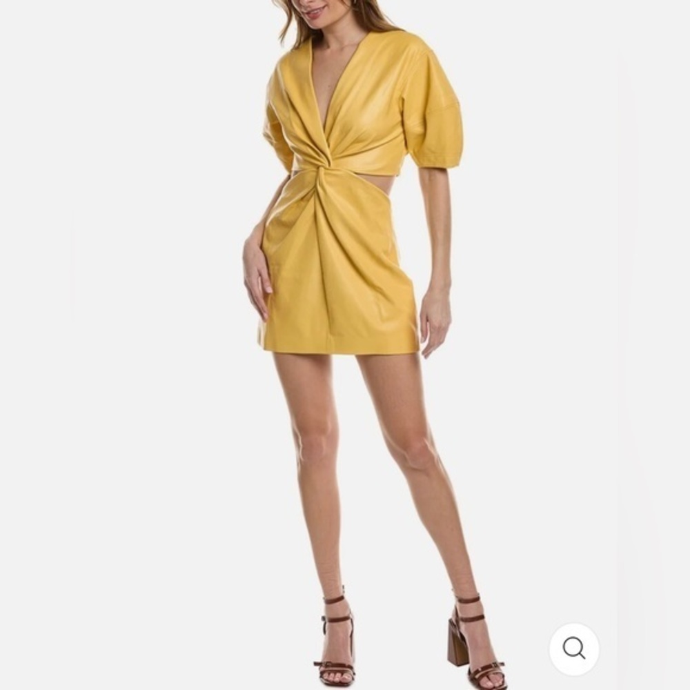 A.L.C. Alex Mini Dress Faux Yellow Leather Dress with Cutouts‎ sz 6